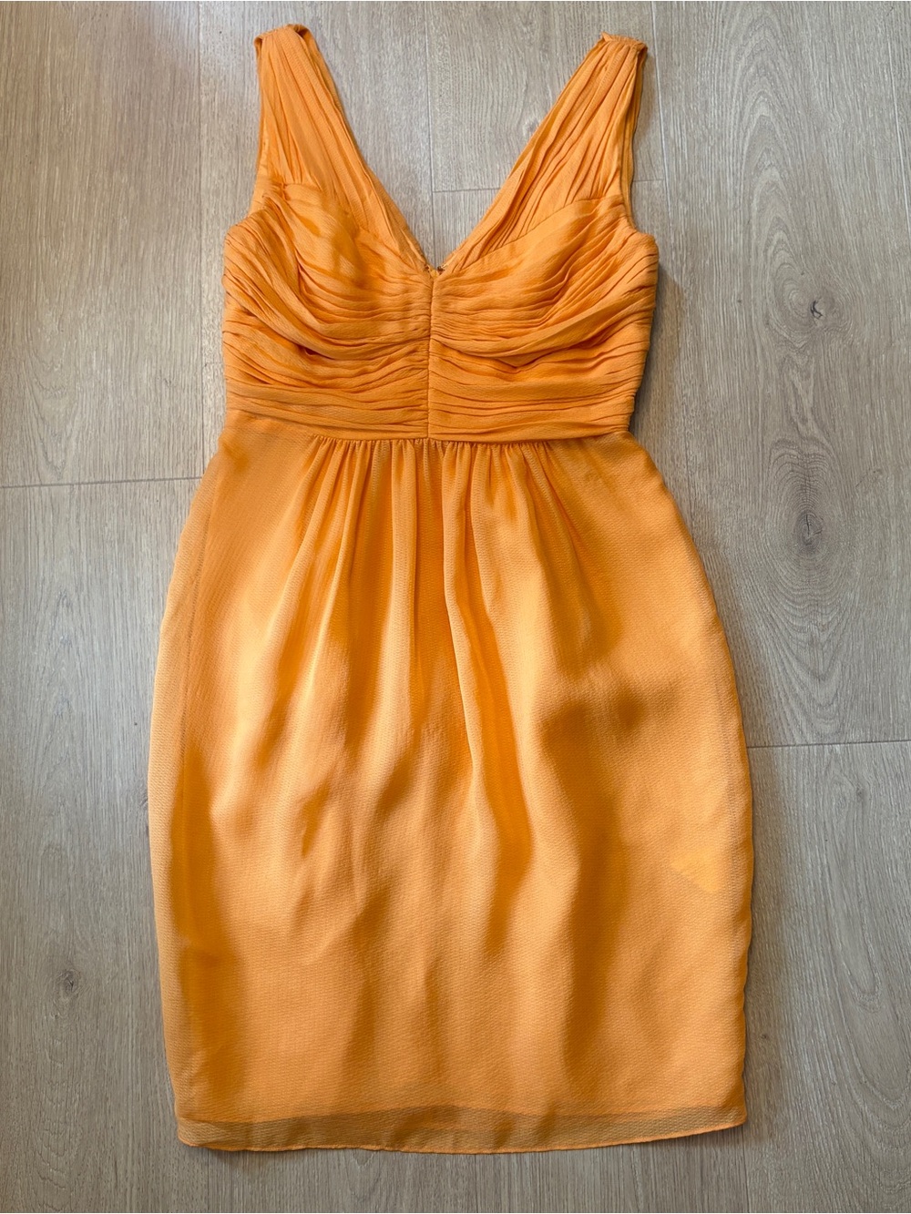 Sleeveless ruched silk Shoshanna V-Neck Orange Cocktail Dress size O